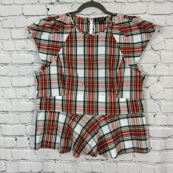 J. Crew Tartan Peplum Blouse, EUC - Picture 3 of 11